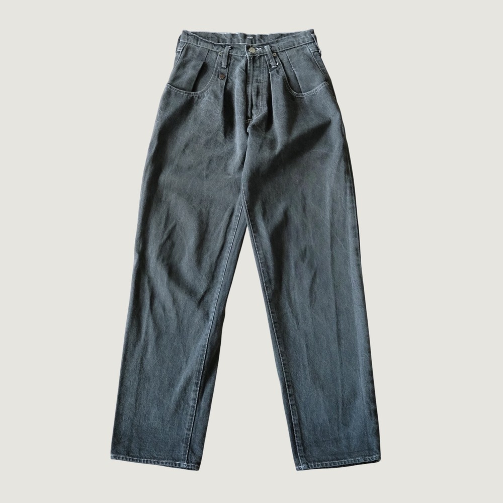 90s Pleated High Rise Jeans High Gray Straight Leg Denim Women Fits 26x32 Vtg